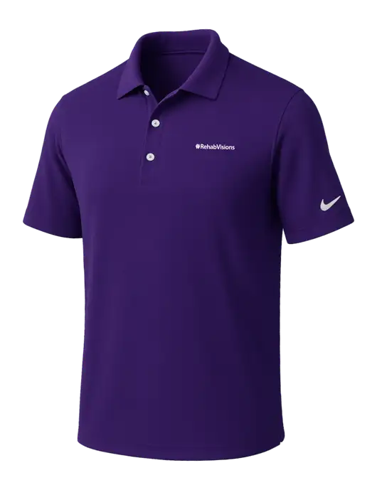 NIKE Purple Dri-Fit Micro Pique Polo w/RehabVisions Logo