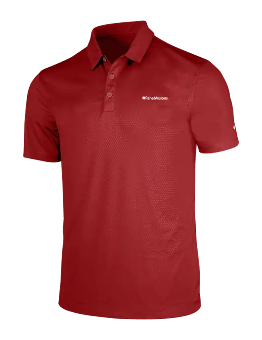 NIKE Red Dri-Fit Embossed Tri-Blade Polo w/RehabVisions Logo