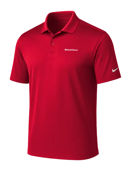 NIKE Red Victory Solid Polo w/RehabVisions Logo