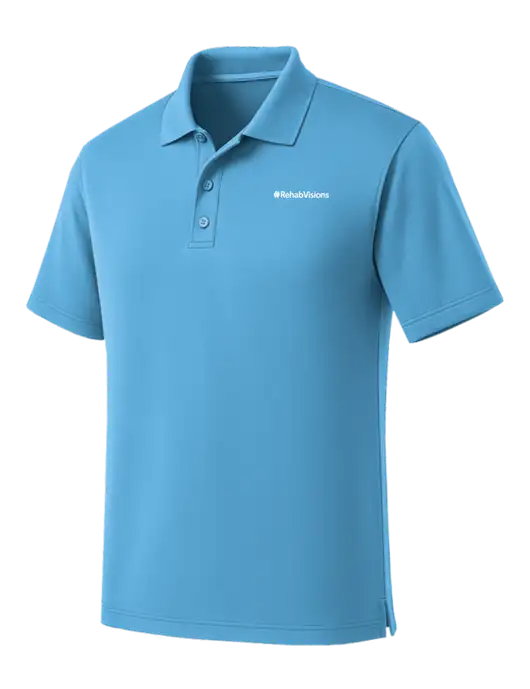 Carolina Blue Dry Zone UV Micro Mesh Polo w/RehabVisions Logo