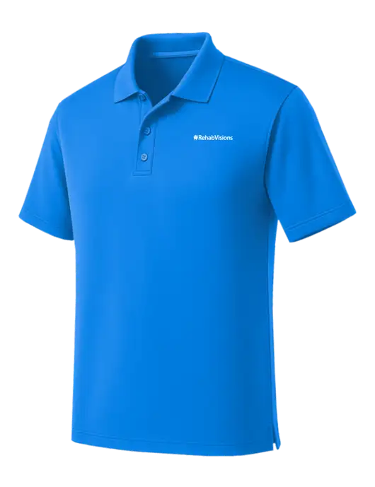 Light Royal Blue Dry Zone UV Micro Mesh Polo w/RehabVisions Logo