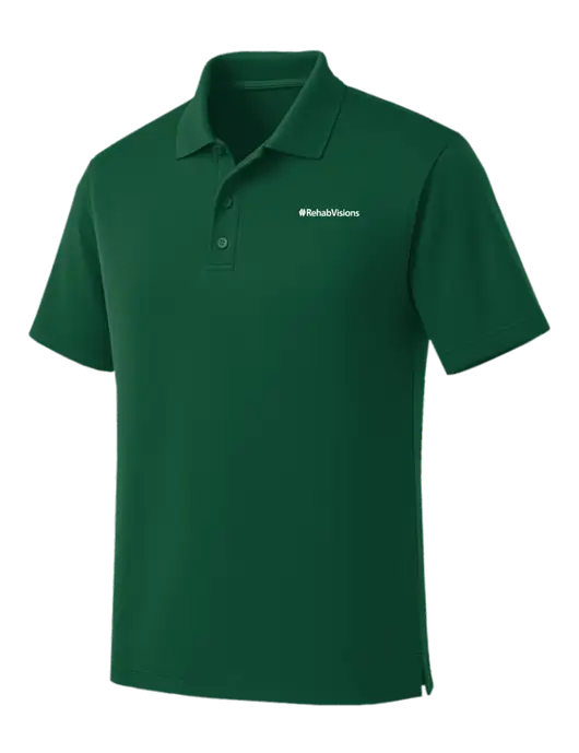 Dark Green Dry Zone UV Micro Mesh Polo w/RehabVisions Logo