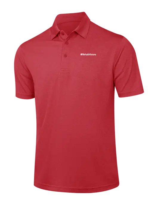 Red Heather Contender Polo w/RehabVisions Logo
