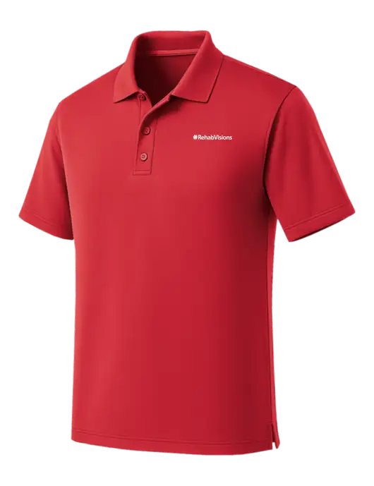 Red Dry Zone UV Micro Mesh Polo w/RehabVisions Logo