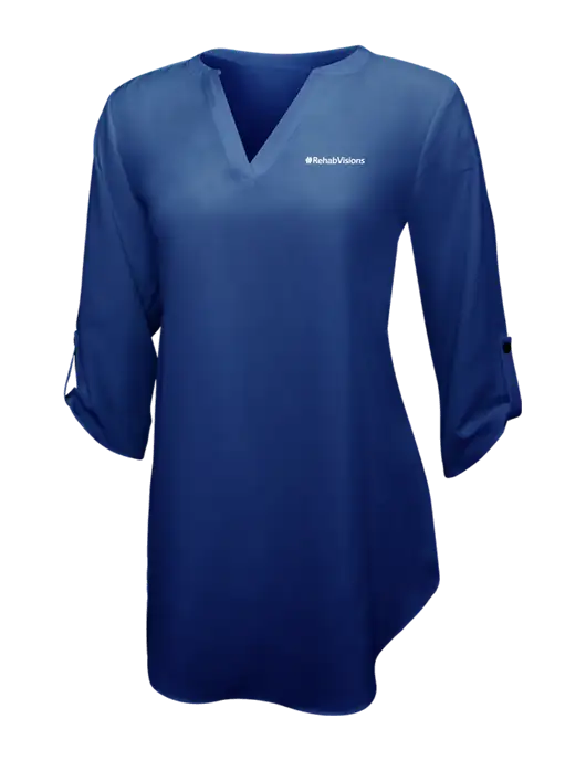 Dark Royal Womens 3/4 Sleeve Tunic Blouse w/RehabVisions Logo