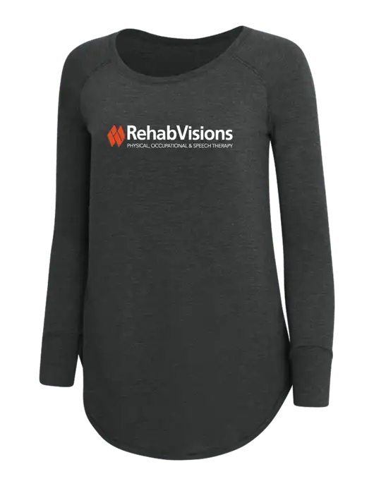 Womens Perfect Wide Collar Tunic Tri-Blend Black Frost 4.5 oz T-Shirt w/RehabVisions Logo