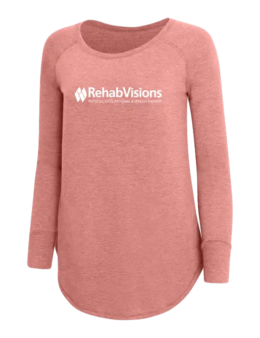 Womens Perfect Wide Collar Tunic Tri-Blend Blush Frost 4.5 oz T-Shirt w/RehabVisions Logo