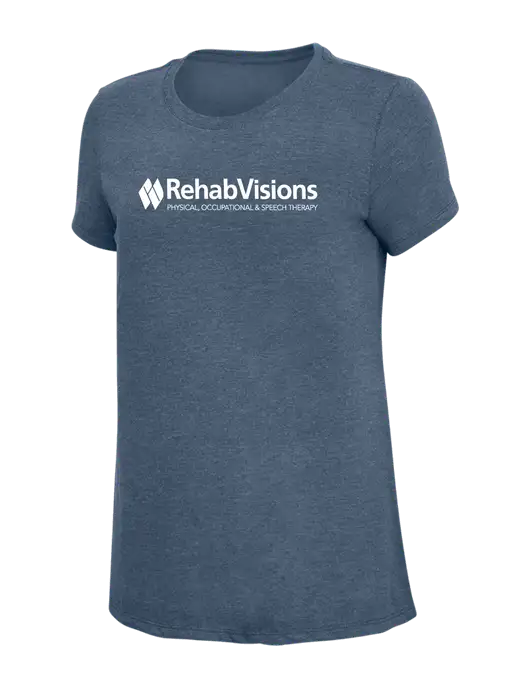 Womens Simply Soft Navy Frost 4.5oz  Poly/Combed Ring Spun Cotton T-Shirt w/RehabVisions Logo