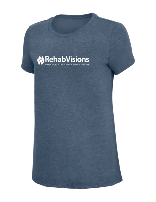 Womens Simply Soft Navy Frost 4.5oz  Poly/Combed Ring Spun Cotton T-Shirt w/RehabVisions Logo