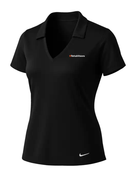 NIKE Black Womens Dri-Fit Vertical Mesh Polo w/RehabVisions Logo