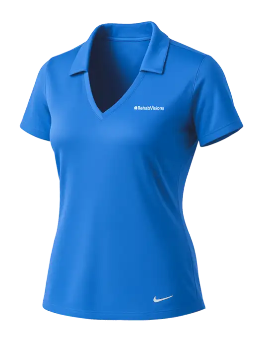 NIKE Carolina Blue Womens Dri-Fit Vertical Mesh Polo w/RehabVisions Logo