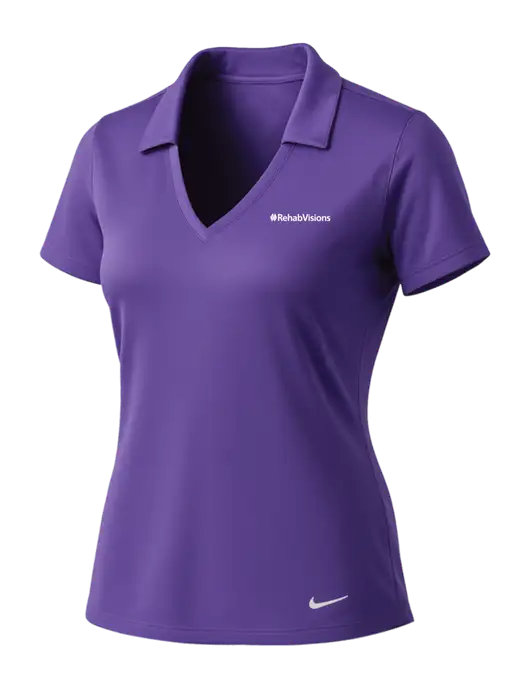 NIKE Purple Womens Dri-Fit Vertical Mesh Polo w/RehabVisions Logo