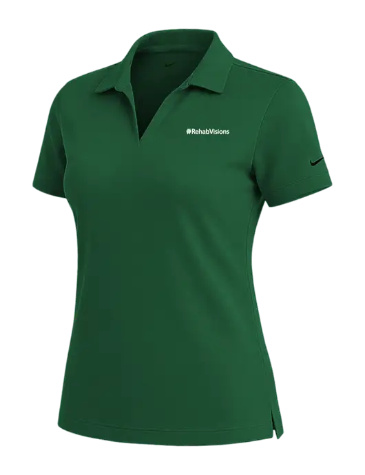NIKE Dark Green Womens Dri-Fit Micro Pique Polo w/RehabVisions Logo