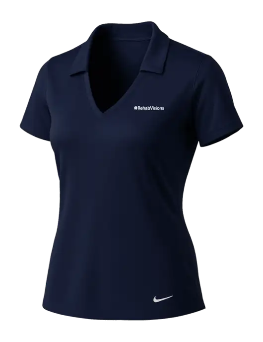 NIKE Dark Navy Womens Dri-Fit Vertical Mesh Polo w/RehabVisions Logo