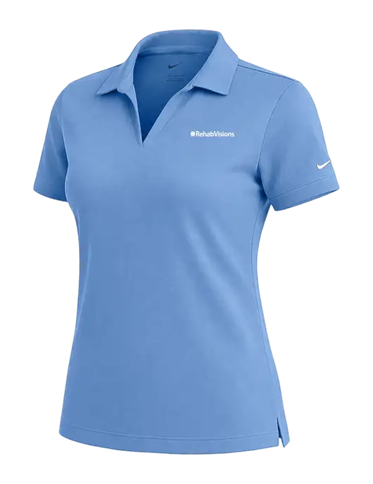 NIKE Carolina Blue Womens Dri-Fit Micro Pique Polo w/RehabVisions Logo