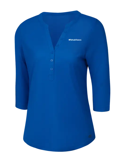 OGIO Royal Blue Jewel Henley w/RehabVisions Logo
