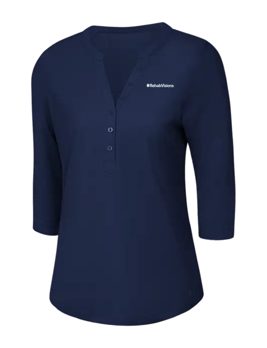 OGIO Navy Jewel Henley w/RehabVisions Logo