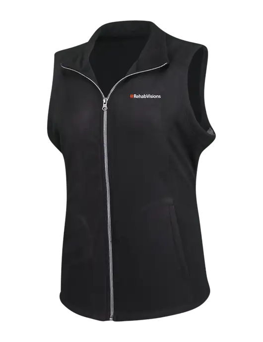 Black Womens Microfleece Vest w/RehabVisions Logo