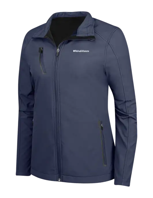 Navy Womens Welded Softshell Jacket w/RehabVisions Logo