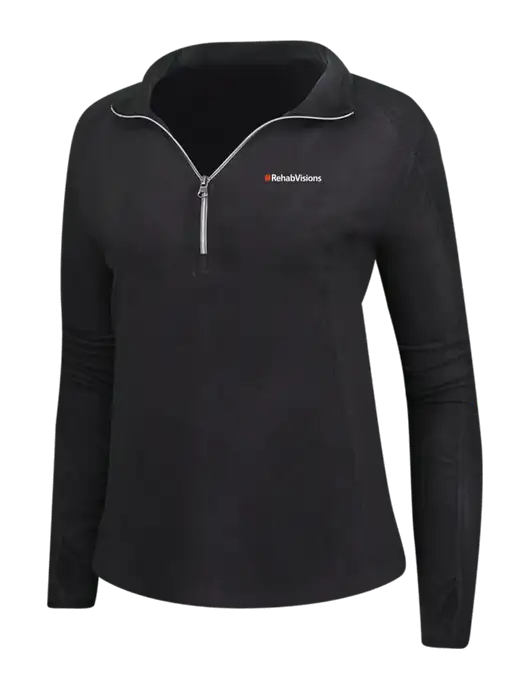 Womens Black Microfleece 1/2 Zip Pullover w/RehabVisions Logo
