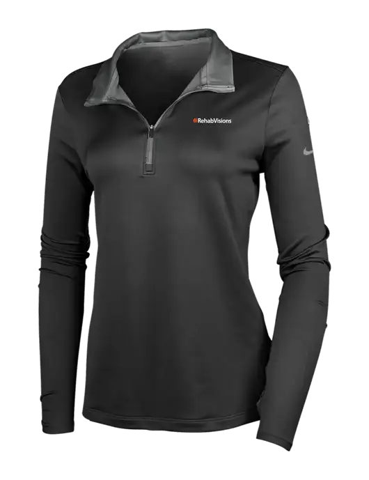 NIKE Black/Dark Grey Womens Dry-Fit Stretch 1/2 Zip Cover-Up w/RehabVisions Logo