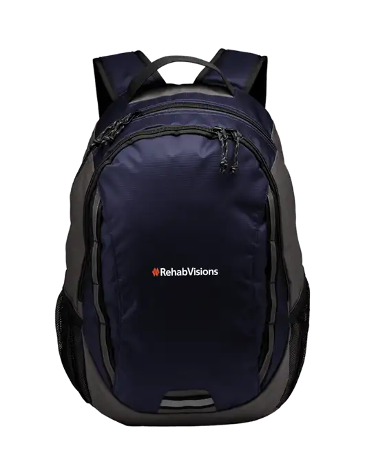 Ridge Deep Navy/Dark Charcoal Laptop Backpack w/RehabVisions Logo