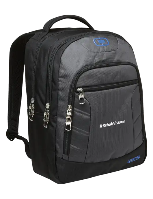 OGIO Dark Grey/Royal Blue Colton Laptop Backpack  w/RehabVisions Logo
