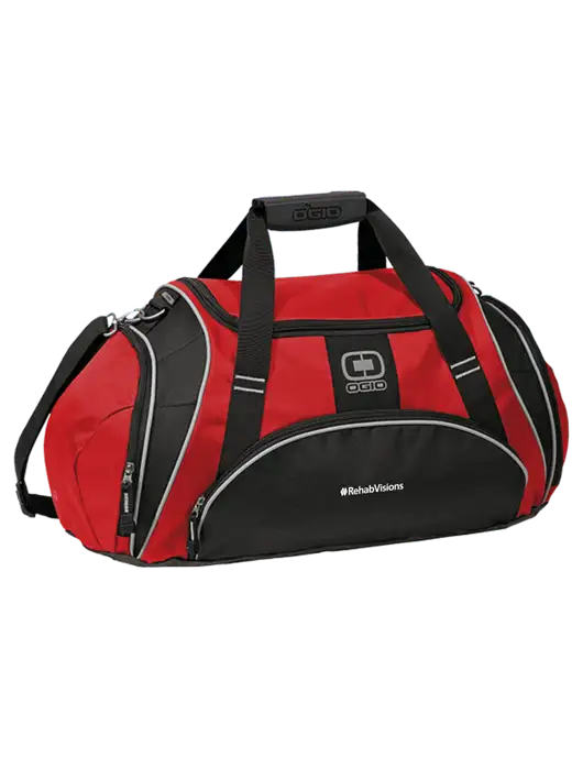 OGIO Red Crunch Duffel
 w/RehabVisions Logo