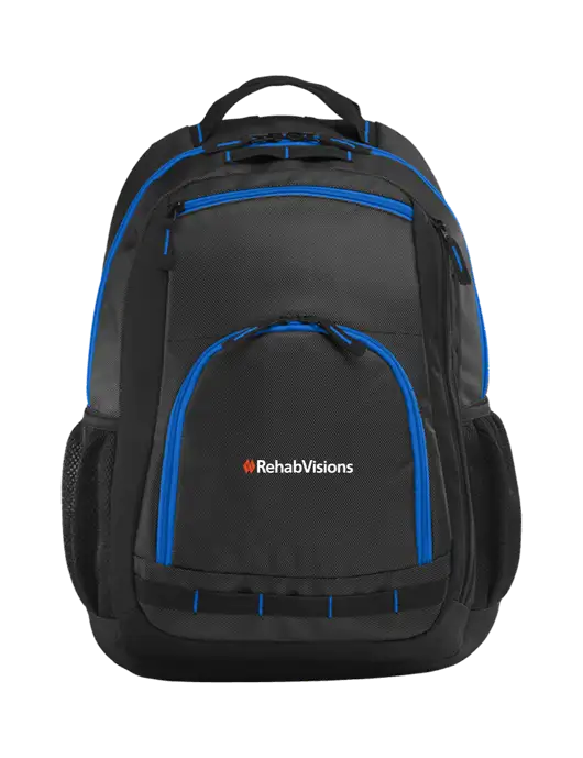 Xtreme Black/Dark Grey/Royal Blue Backpack w/RehabVisions Logo