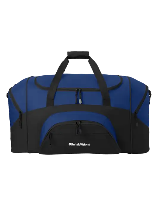 Standard Colorblock Royal/Black Sport Duffel w/RehabVisions Logo