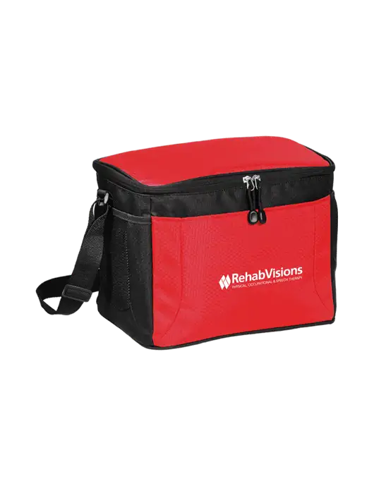 12 Can Red/Black Cube Cooler  w/RehabVisions Logo