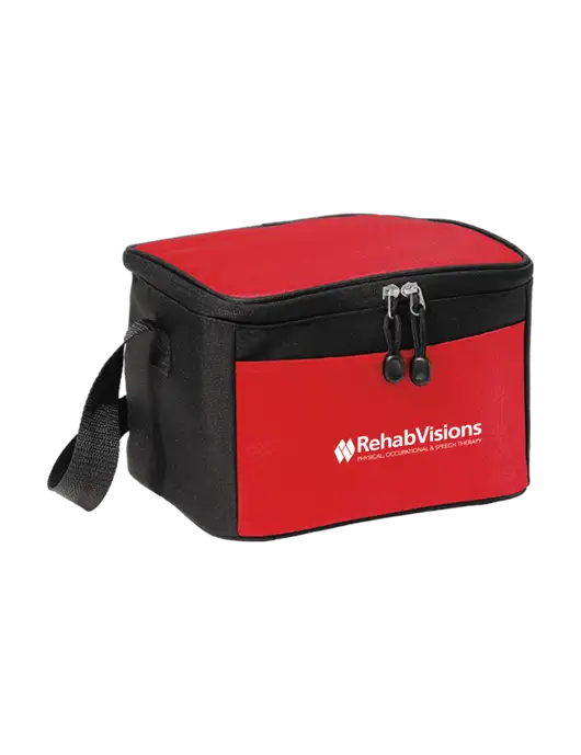 6 Can Red/Black Cube Cooler  w/RehabVisions Logo