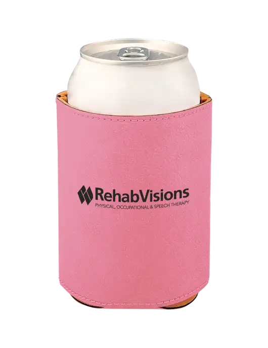 Pink Leatherette Beverage Holder w/RehabVisions Logo