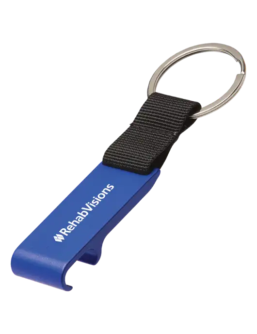 Blue Bottle Opener & Key Ring w/RehabVisions Logo