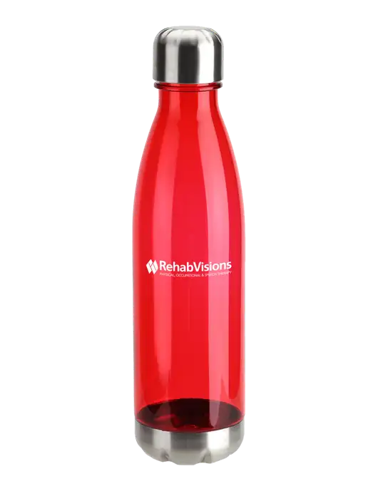 Bayside Tritan Red 25 oz Bottle with Stainless Base and Cap w/RehabVisions Logo