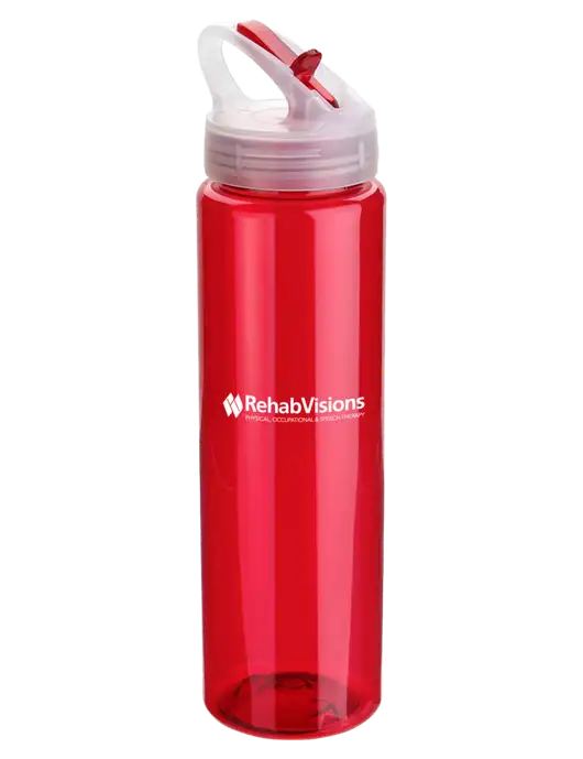 Buddy Red 32 oz PET Bottle with Flip Lid w/RehabVisions Logo