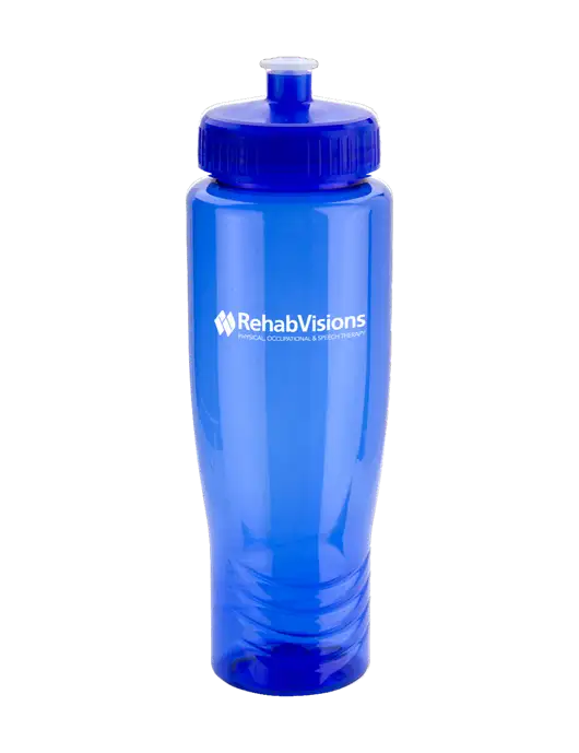 Roam Blue 28 oz Eco-Polyclear Bottle with Push Pull Lid w/RehabVisions Logo