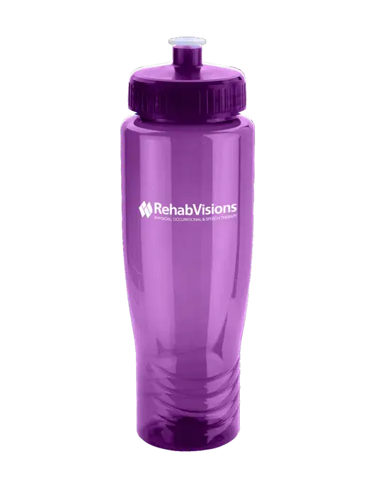 Roam Purple 28 oz Eco-Polyclear Bottle with Push Pull Lid w/RehabVisions Logo