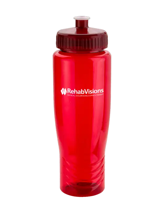 Roam Red 28 oz Eco-Polyclear Bottle with Push Pull Lid w/RehabVisions Logo