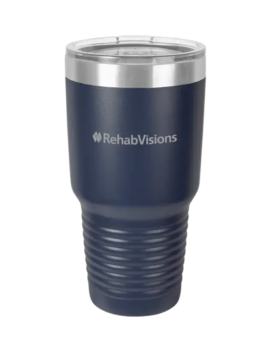 Polar Camel 30 oz Powder Coated Navy Vacuum Insulated Tumbler w/RehabVisions Logo