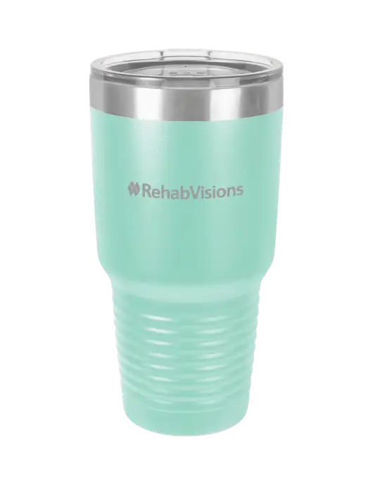 Polar Camel 30 oz Powder Coated Seafoam Vacuum Insulated Tumbler w/RehabVisions Logo
