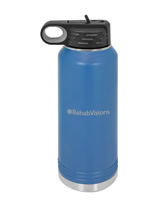 Polar Camel 32 oz Powder Coated Royal Vacuum Insulated Water Bottle w/RehabVisions Logo