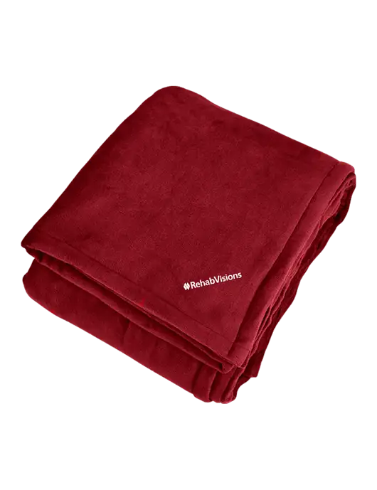 Mountain Lodge Red Rhubarb Blanket w/RehabVisions Logo