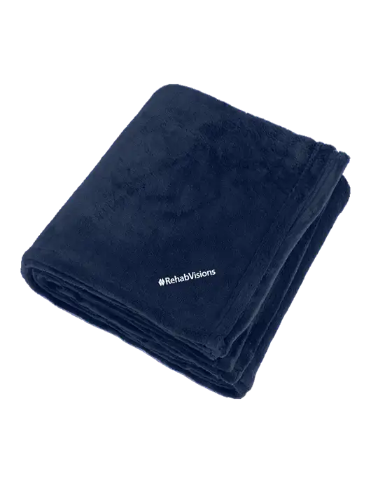 Oversized Deep Navy Ultra Plush Blanket w/RehabVisions Logo