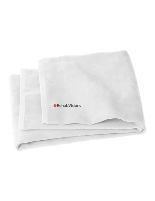 White Beach Towel w/RehabVisions Logo