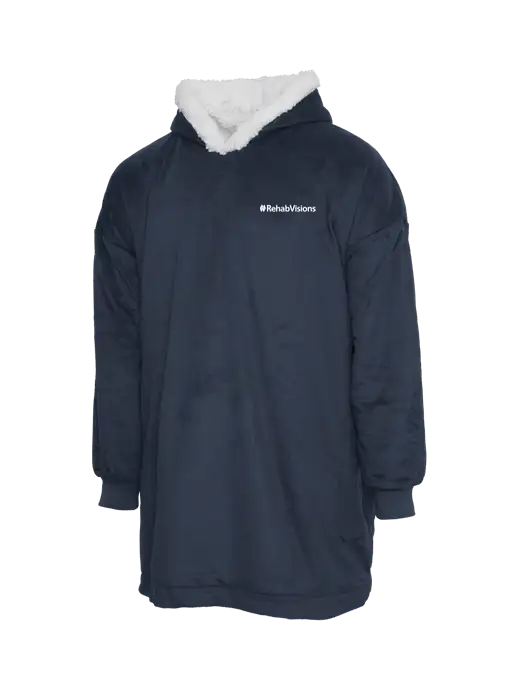 Wearable Lodge Navy Blanket w/RehabVisions Logo