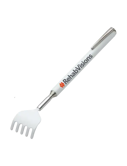 Telescopic White Back Scratcher w/RehabVisions Logo