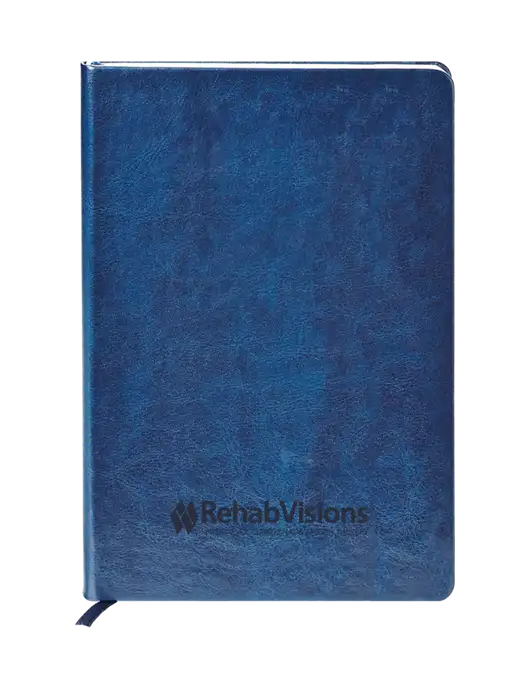 Fabrizio Blue Hard Cover 5.75 x 8.3 Journal w/RehabVisions Logo