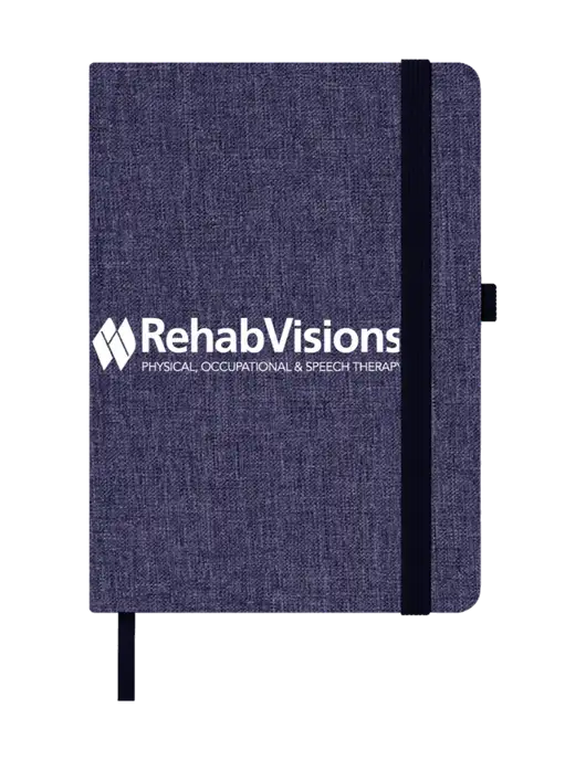 Twill Navy Heathered 5 x 7 Journal w/RehabVisions Logo