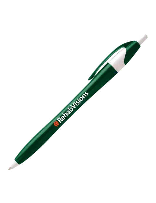 Novella Green/White Executive Pen - Blue Ink w/RehabVisions Logo